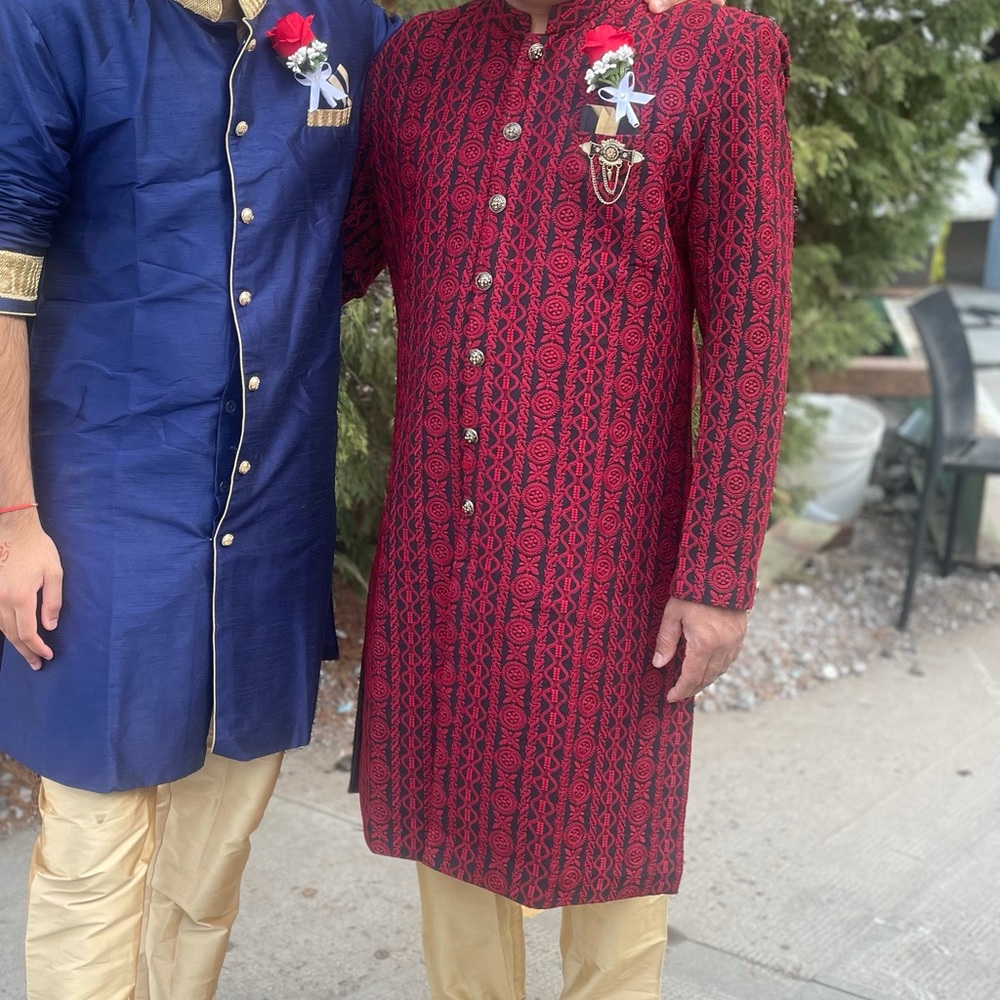Sherwani red and black. Kurta.
